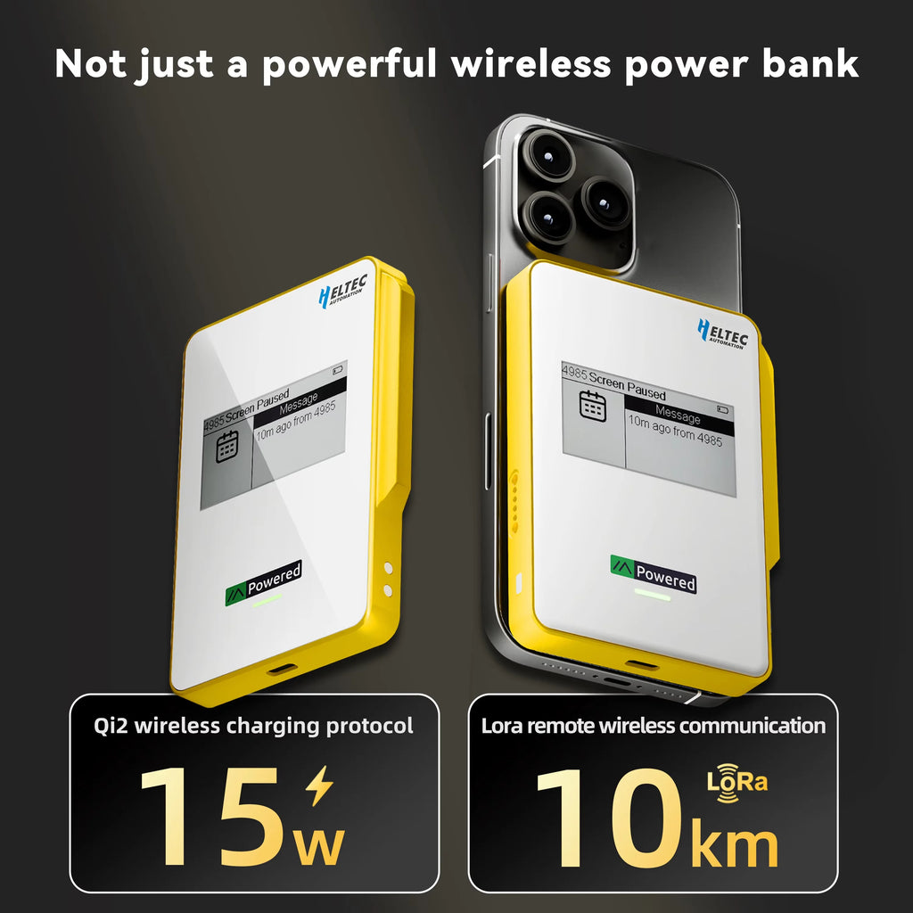Heltec MeshPocket Meshtastic Node 5000mAh 10000mAh Magnetic Power Bank Qi2 Wireless Charging E-Ink nRF52840 SX1262