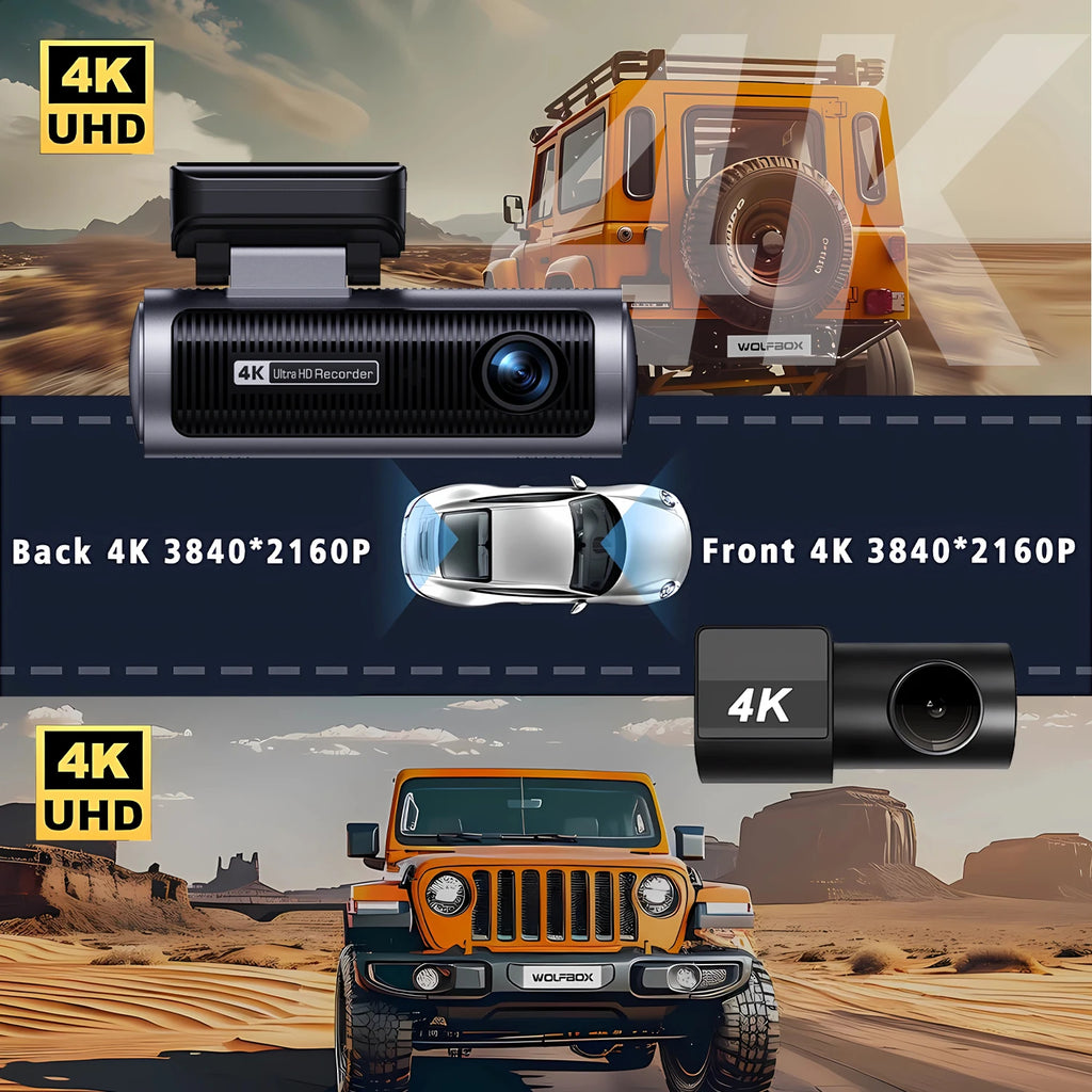 Dual Lens 4K+4K Dash Cam Recording Car Camera DVR Night Vision Video Recorder Built-In 5G Wi-Fi Support GPS Dashcam 24H Parking