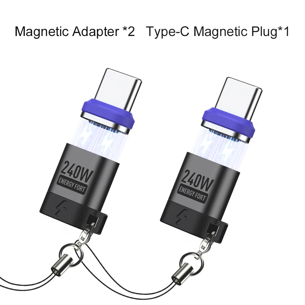 PD 240W Type-C Magnetic Adapter PD3.0 Fast Charging Right Angle USB C Connector Extender for iPhone 16 Macbookair Samsung