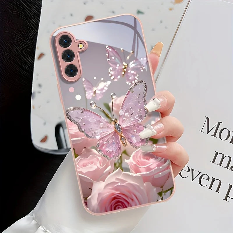 Tempered Glass Phone Case For Samsung S25 Ultra S26 S24 S23 S21 FE S22 Plus A56 5G A57 A55 A54 A17 A36 A53 A52S A34 Cases Cover