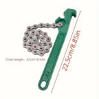 Steel Heavy Duty Chain Wrench Tool, Adjustable Grip Spanner with Ergonomic Handle for Oil Filter Pipe Fittings Removal