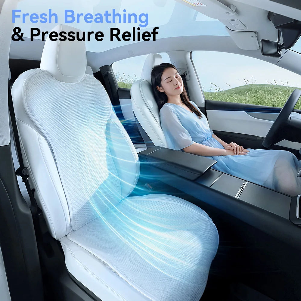 YZ for Tesla Model 3 Y YL 6-Seater Car Seat Cover Cushion Comfort Anti-Slip Cooling Backrest Cushion Seat Pad Car Accessory 2026 Car Mobile World