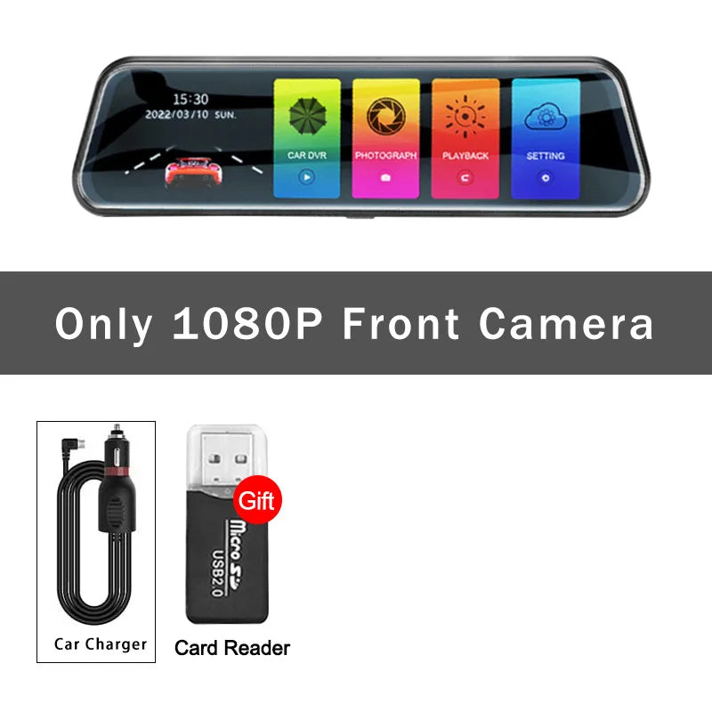 10 Inch Car DVR Front HD Night Vision Camera 1080P Touch Screen Dashcam For Car Lens Streaming Driving Recorder Dash Camera