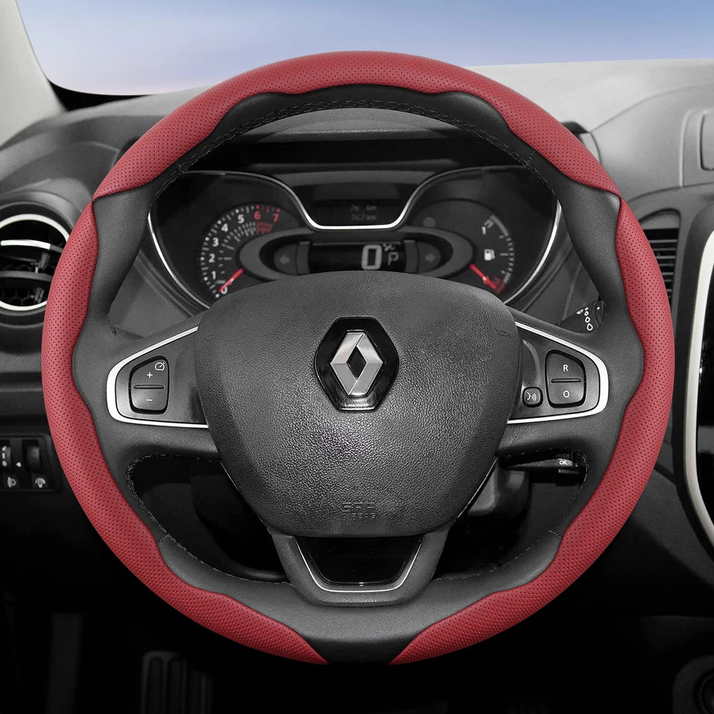 Suitable for Renault Breathable Hole Leather Steering Wheel Cover Segmented Quick Release Design Non-Slip and Durable Megane 3 2 4 Clio4 5 Captur Trafic Scenic Austral Kangoo Arkana Kadjar Master Fluence Zoe Twingo Qm6 CM World