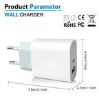 For iPhone Fast Charger 20w+20w Wall Type C Charging Cable Mobile Phone Compatible For IPhone 14 13 12 11 Pro Max XR XS X 7 8 Car Mobile World