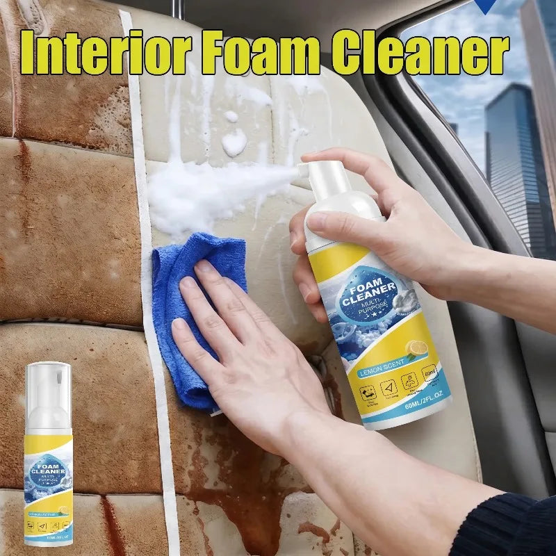 Multipurpose 2-in-1 Foaming Car Seat Cleaner Fabric Stain Eliminator removes tough grime without full washing