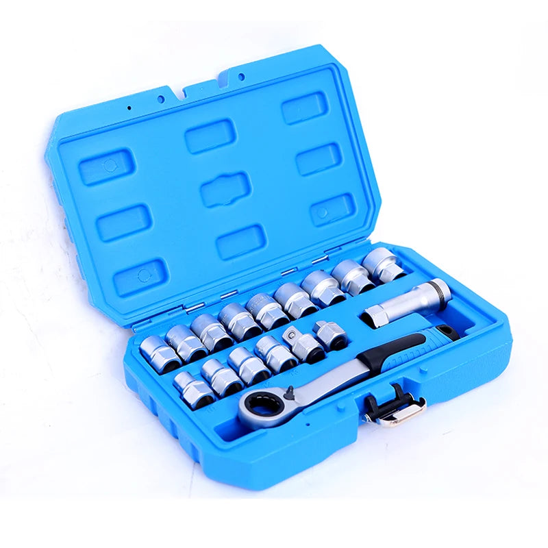 17 PCS Core Ratchet Socket Wrench KitSocket Set Car Repair Tool Ratchet Torque Wrench Combo Auto Repairing Tool Set
