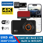 4K Dual Lens Dashcam With Rear 2.5K WiFi GPS And Rearview Camera WDR Night Vision 24H Parking Recording Car Video Recorder