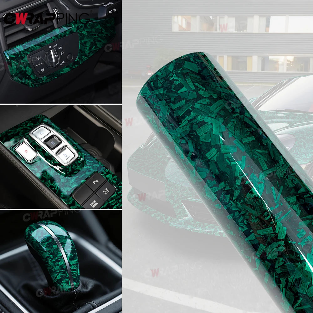 Waterproof Wrap Vinyl Car Stickers Carbon Fiber Car Wrapping Sticker Glossy Green Auto Outdoor Accessories Body Covering Film