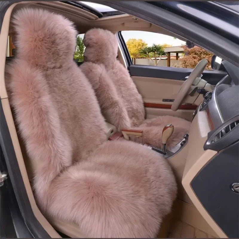 1PC Warm Plush Car Seat Cushion, Universal Long Wool Fur Car Front Seat Protect Cushion Mat, Car Seat Covers Auto Accessories