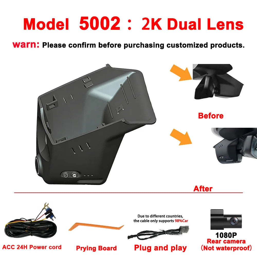 4K UHD WiFi Car DVR Dash Cam For VW Volkswagen Magotan B9 High Trim 2024 2026 Passat Pro 2025 2026 Plug and Play APP Control Car Mobile World