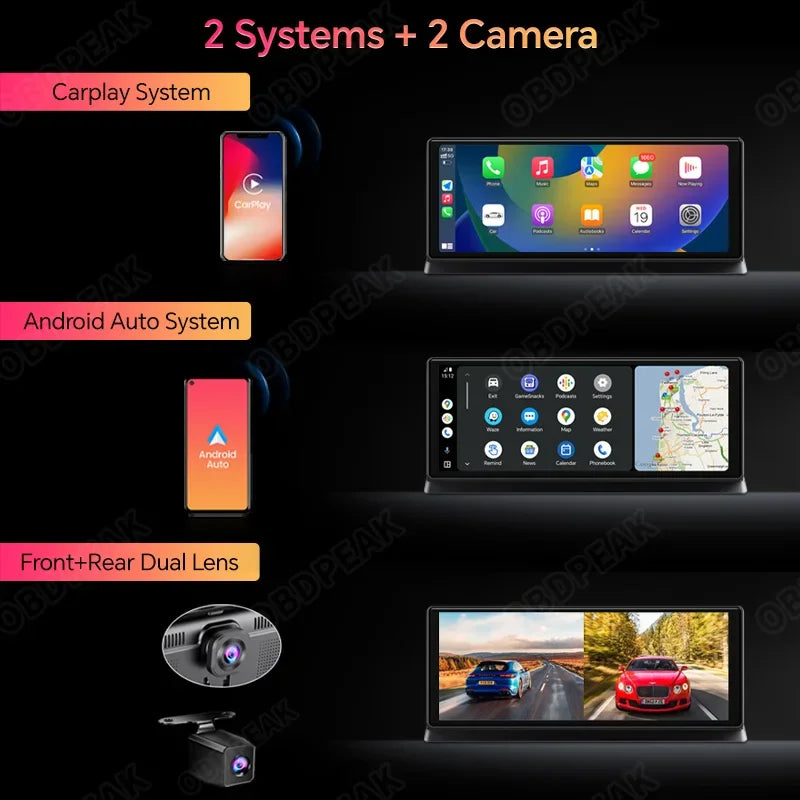 K2 Pro Dash Cam 11.3" Rearview Camera 4K 2160P DVR Carplay & Android Auto GPS Navigation Video Recorder Dashboard 5G WiFi AUX