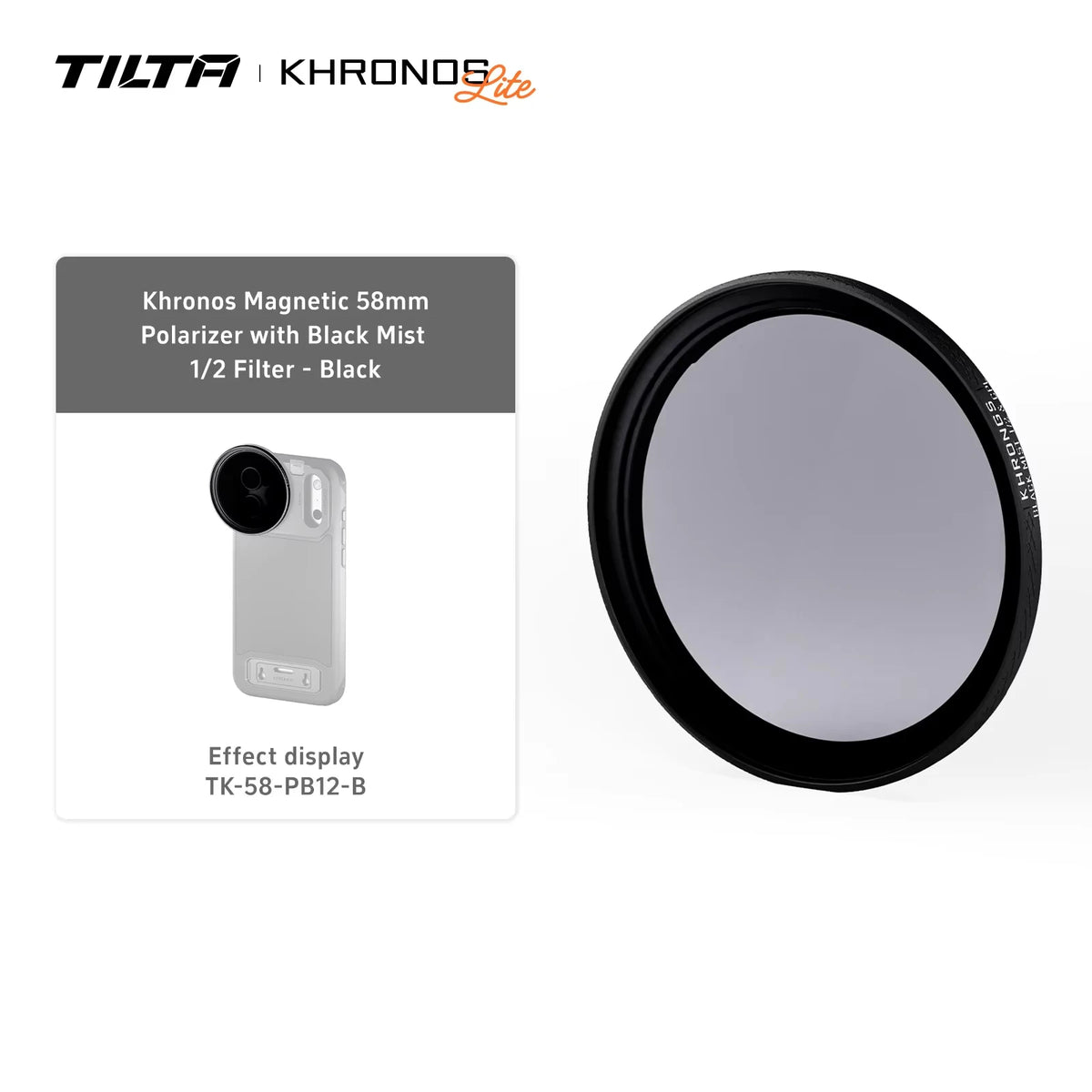 TILTA Khronos Accessorise iPhone 18 Pro/Pro Max Cage Ecosystem Accessorise Baseplate Quick Release Filter Tray 58mm 17mm Thread