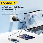 Essager 67W GaN USB-C Charger PD 3.0 QC 3.0 Fast Charge for iPhone 16 15 Pro Max Xiaomi Samsung Huawei Mate 70  Laptops Chargers Car Mobile World