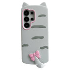 Kawaii 3D Cat Ears Tail Silicone Phone Case for Samsung Galaxy S23 S24 S25 S26 Ultra FE A56 A55 A36 A35 A26 A17 A16 A24 A25 A26