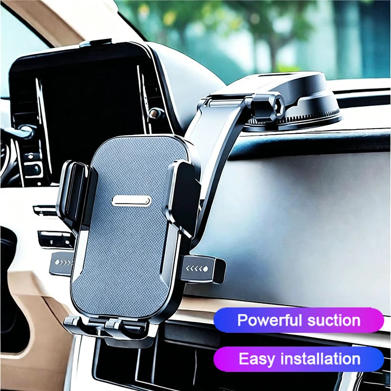 Universal Suction Cup Car Phone Holder Strong Vacuum Dashboard Windshield Desk Phone Stand 360Degree Rotatable Auto Gravity Lock