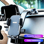 Universal Suction Cup Car Phone Holder Strong Vacuum Dashboard Windshield Desk Phone Stand 360Degree Rotatable Auto Gravity Lock