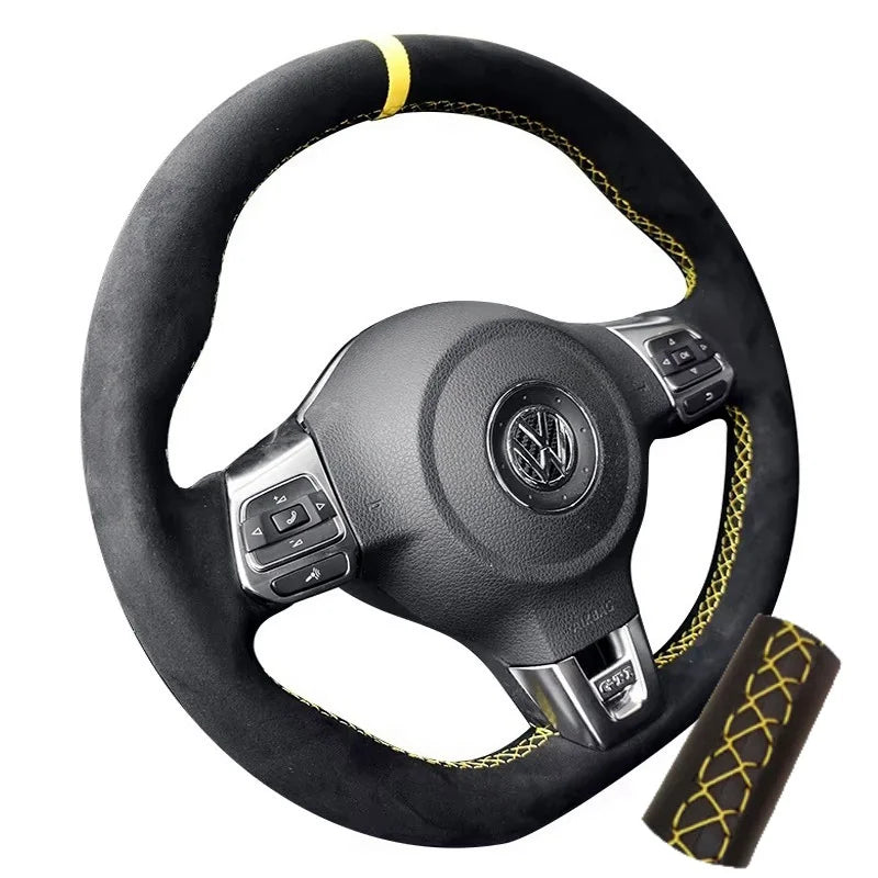 Customized Car Steering Wheel Cover Braid For Volkswagen VW Golf 6 GTI MK6 VW Jetta GLI Golf R20 Tiguan R-Line CM World