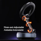 Rotating Folding Magnetic Phone Holder Vacuum Suction Mag Stand for Car Navigation Gym Kitchen - Universal GPS Streaming Bracket CM World