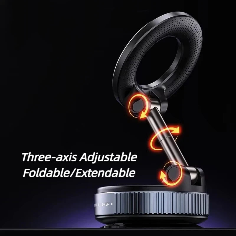 Rotating Folding Magnetic Phone Holder Vacuum Suction Mag Stand for Car Navigation Gym Kitchen - Universal GPS Streaming Bracket CM World