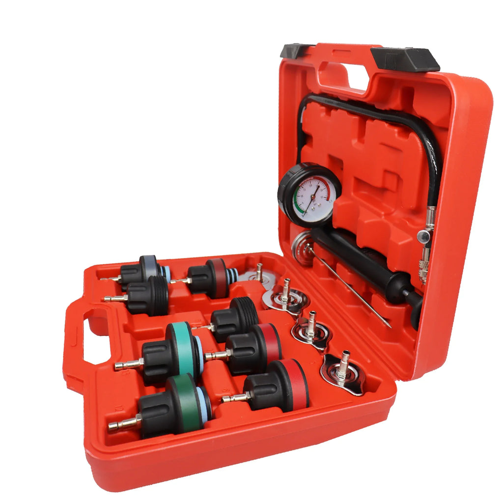14 Pcs Universal Radiator Pressure Tester Kit, Cooler Pressure Tester Kit, Car Motorcycle Truck Cooling System CM World
