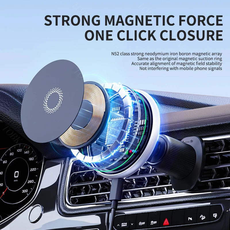 Magnetic Car Phone Holder For Mercedes Benz A Class W177 2019-2024 Wireless Charging Special Fixed Bracket Base MagSafe Mount CM World