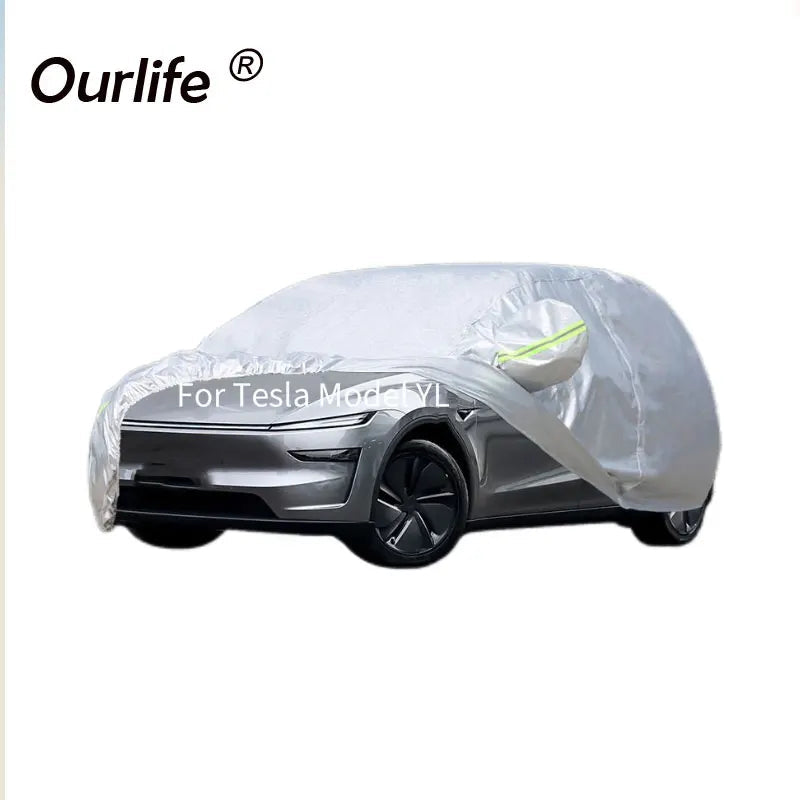 For Tesla Model YL 2026 Full Car Covers Outdoor Sun Anti UV Rain Snow Dust Protection PEVA Cloth Accessories Car Mobile World
