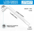 Car Spare Tire Lug Wrench - L type Hexagonal Head 17/19/21mm Slotted End Socket Repair Tool, Standard Tire Wrench CM World