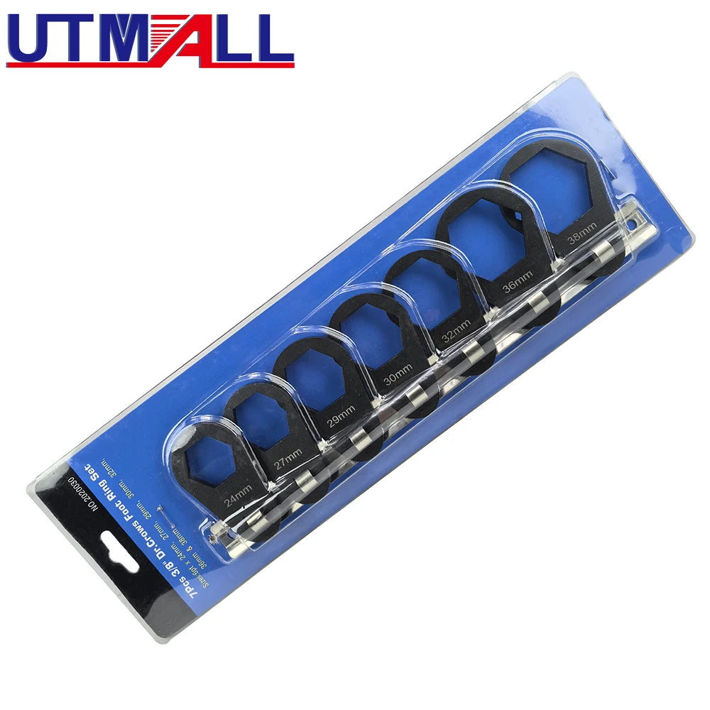 7PCS Crowfeet Oil Filter Offset Cap Wrench Set Remove Removal Metric 24-38mm