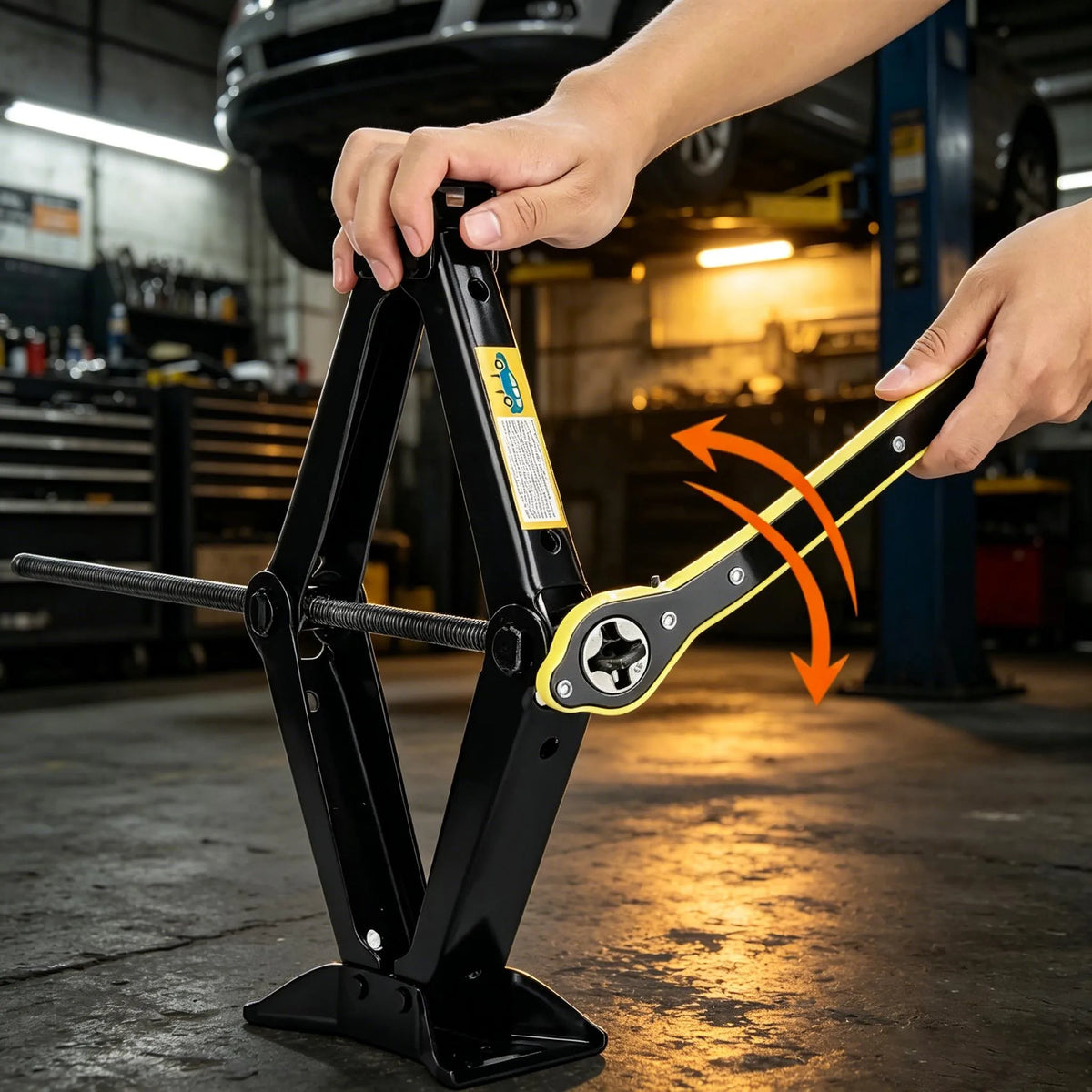 1.5T Manual Car Jack Foldable Lift Jack with Labor-saving Ratchet Wrench Auto Repair Lifting Tool for Car Tire Change