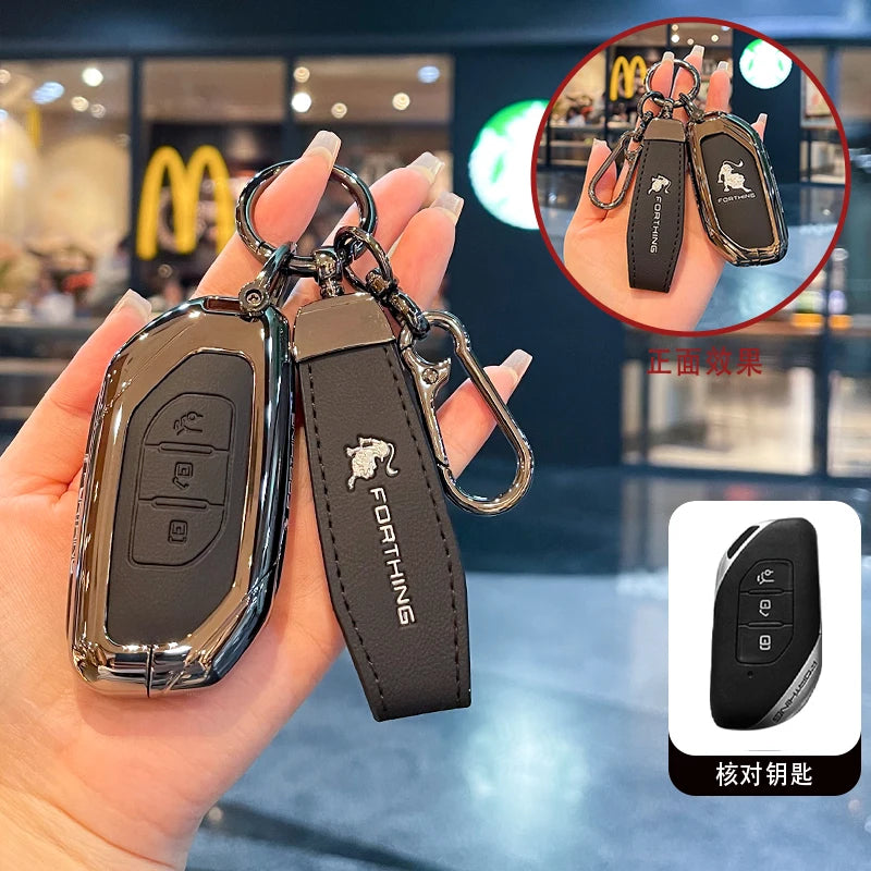 Car Key Case Bag Holder Key Protective Cover For Dongfeng Fengxing Forthing T5 EVO 2021 Keychain