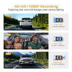 DDPAI Z60T Dash Cam 3-Channel HDR 4K+2K+1080P Front Rear Interior Night Vision 24H Parking Monitoring ADAS Dash Camera Car DVR