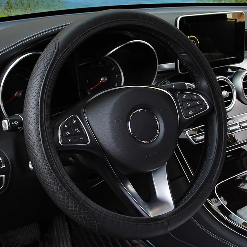 Universal Car Steering Wheel Cover Microfiber Leather Protection Cover Anti Slip Breathable for 37-39cm Steering Wheel Protector CM World