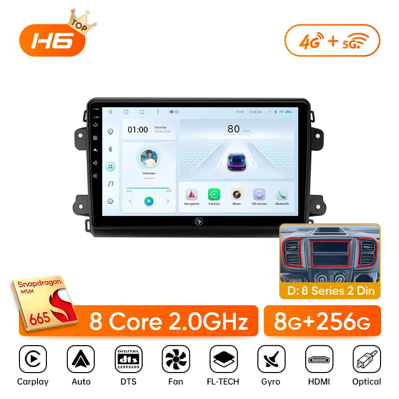 Ainavi Car Radio For Fiat Ducato Citroen Jumper Peugeot Boxer 2006-2024 Wireless Carplay Android Auto Car Multimedia DSP BT 2Din CM World