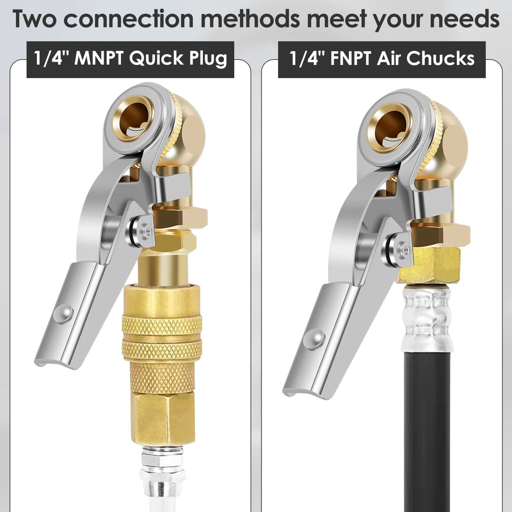 Closed Ball Tire 1/4inch FNPT Durable Closed Flow Tire Inflator Air Car Tire Air Chuck Inflator Pump Valve Connector CM World