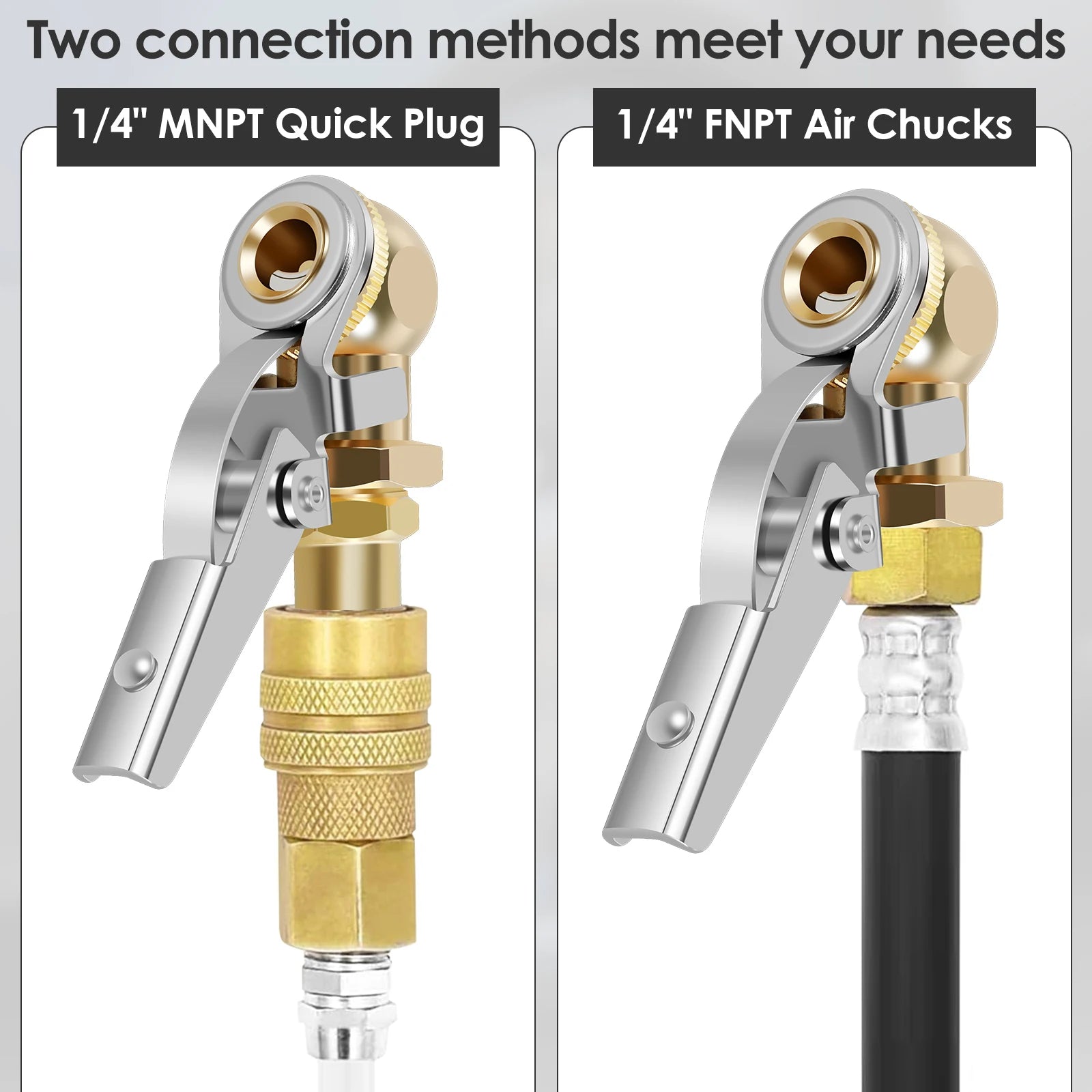 Closed Ball Tire 1/4inch FNPT Durable Closed Flow Tire Inflator Air Car Tire Air Chuck Inflator Pump Valve Connector CM World