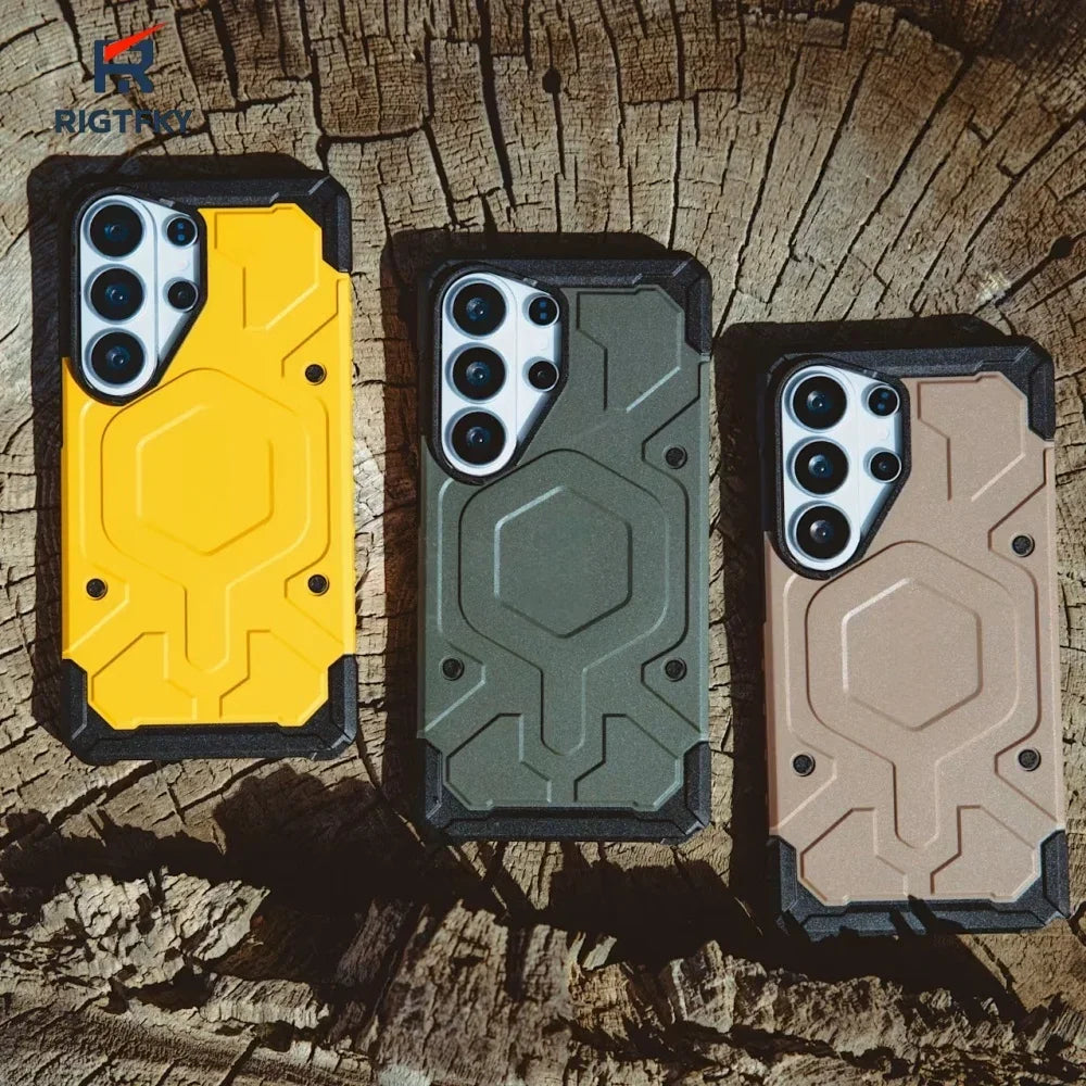 Military Heavy Duty Shockproof Armor Phone Case For Samsung Galaxy S26 Ultra S25 S24 S23 Plus Magnetic Rugged Cover With Bracket