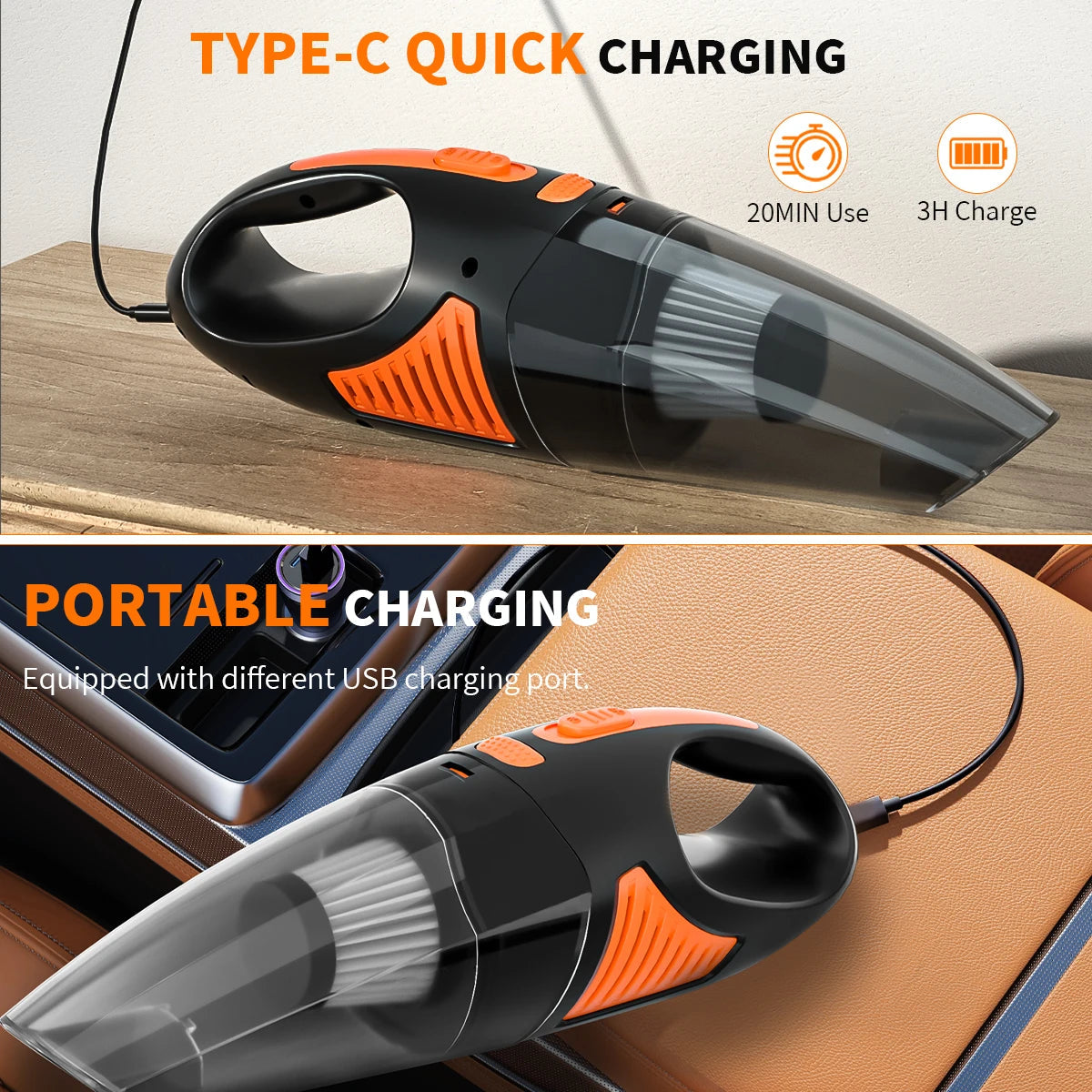 Rechargeable Cordless Wireless Handheld Portable Car Vacuum Cleaner Home and Car Dual Purpose Small Mini Handheld Vacuum Cleaner CM World