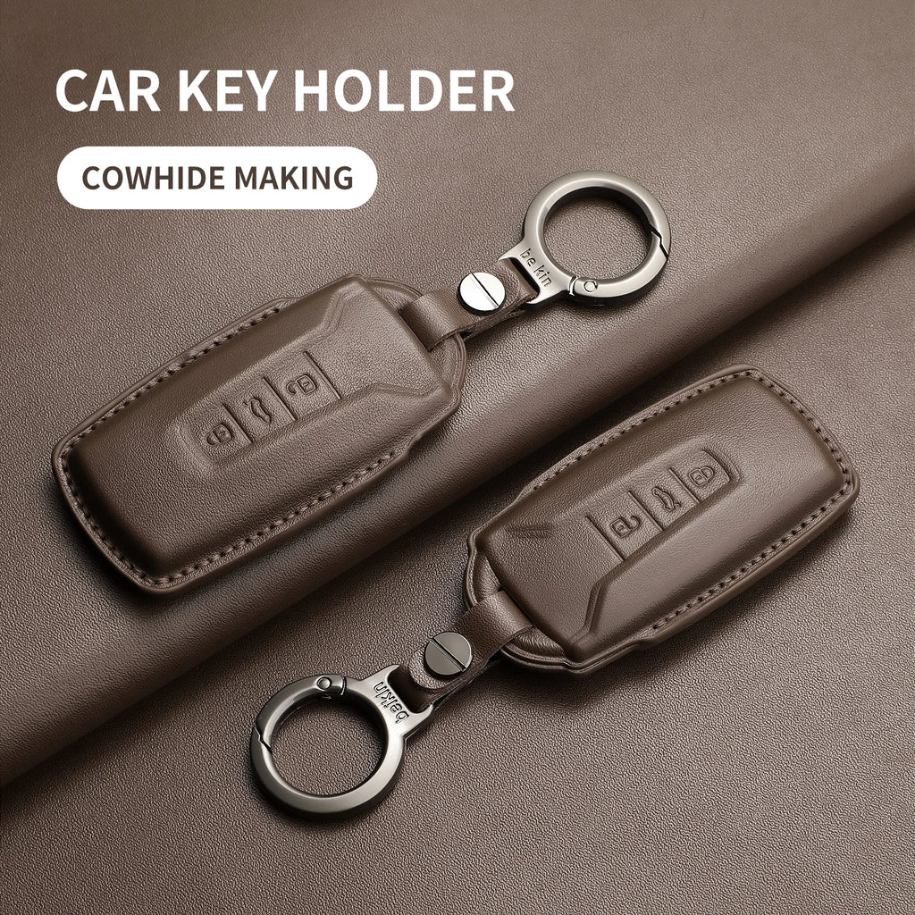 Leather Car Key Case Cover For Touareg 2019 2020 2021 2022 2023 2024 2025 2026 Key Protection Garnish Accessories