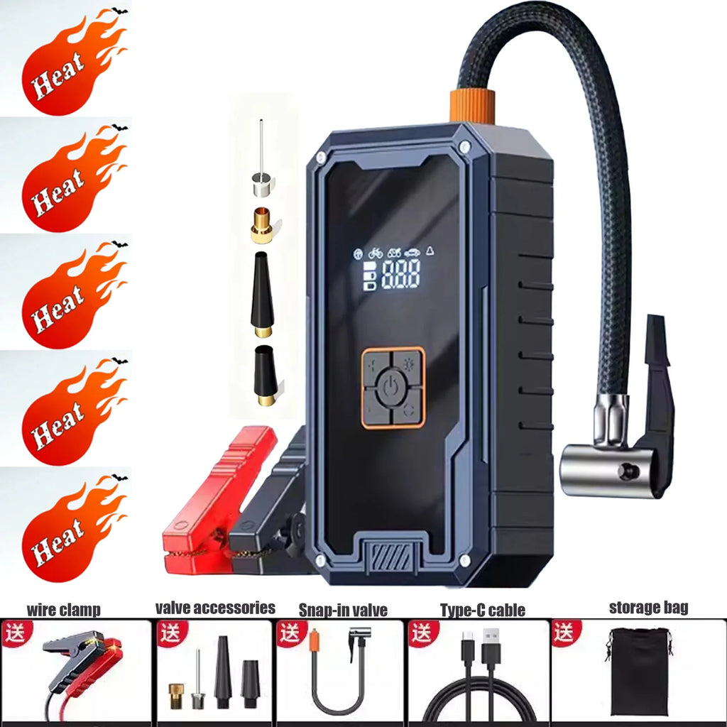 Portable 3000A 99800mAh Car Jump Starter 150PSI Air Compressor 4 in 1 12V Car Booster Power Bank LED Flashlight Outdoor Camping