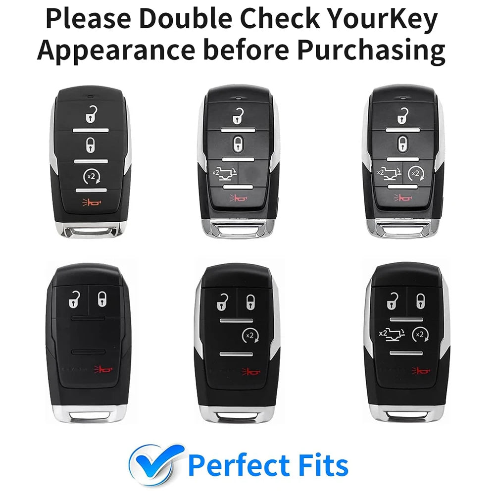 for Ram 1500 Limited Key Fob Cover With Keychain Carbon Fiber Key Case for Ram 2500 Power Wagon 3500 Smart Key Accessories 2023 CM World
