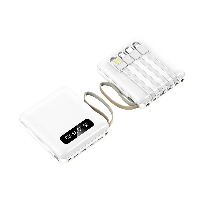 20000mAh Power Bank With Cable LED Digital Portable External Battery Pack for iPhone 16 15 Samsung Xiaomi Huawei Mini Powerbank
