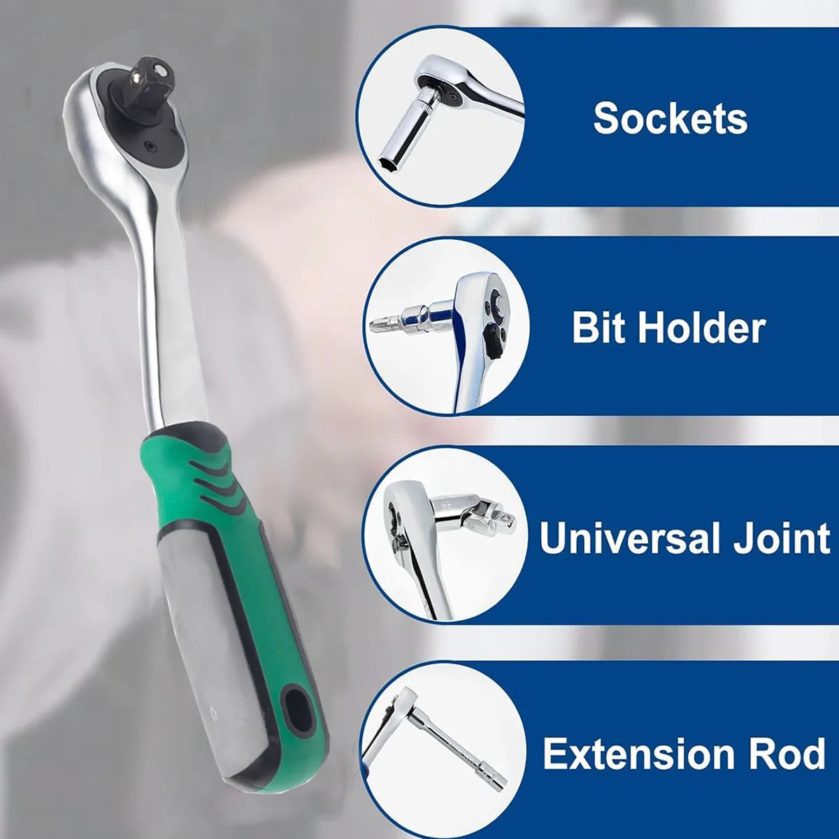37 Piece Socket Wrench Ratchet Set Mechanical Tool Set Drill Bit Socket Suitable for Automotive Repair and Home Use CM World