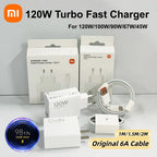 Original Xiaomi Charger 120W Fast Turbo Charge Hypercharge Adapter Xiaomi 12 13 14 15 17 Ultra Redmi Note 15 POCO F8 Ultra X7 X8 Car Mobile World
