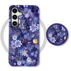 Magnetic Case For Samsung S26 S25 S24 S23 S22 S21 Plus Ultra 20 FE A15 A16 A26 A36 56 17 Purple Flower 2 in 1 Phone Holder Cover