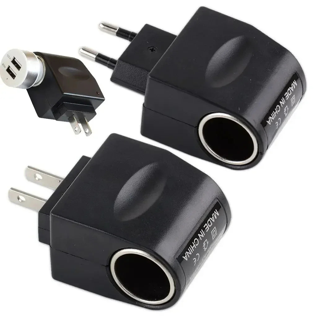 1PCS AC Adapter With Car Socket Auto Charger EU Plug 220V AC To 12V DC Use For Car Electronic Devices Use At Home