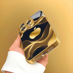 Gilded Fluid For Apple Pattern Gold Metallic Paint Glass Phone Case For iPhone 11 12 13 14 15 16 17 Pro Max Plus 17Air 16E Cover