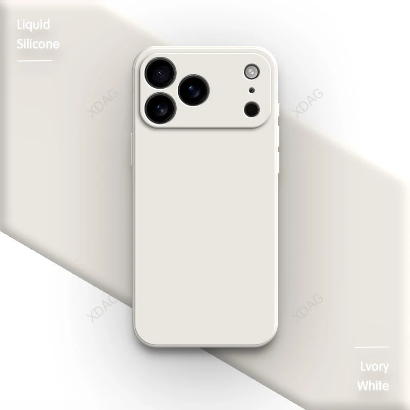 Liquid Silicone Original Phone Case for iPhone 17 Pro Max Air 17Pro 17Max 5G Straight Edge Lens Protection Soft Basic Back Cover Car Mobile World