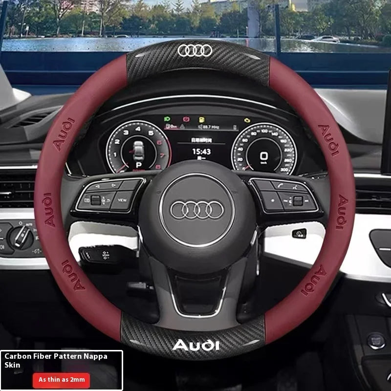 Car AntiSlip Carbon Fiber Leather Steering Wheel Cover For Audi A3 A4 A5 A6 A7 A8 Q1 Q2 Q3 Q5 Q7 Q8 S3 S4 S5 S6 RS3 RS4 RS5 TT CM World
