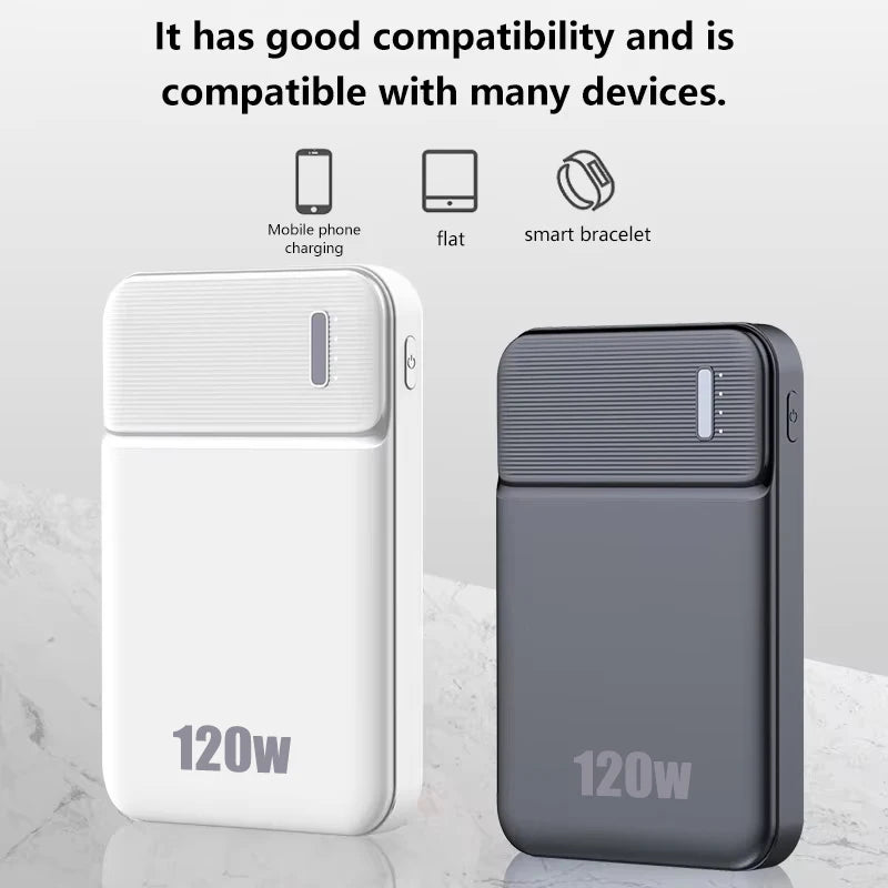 Lenovo 120W 50000mAh Power Bank Portable Thinner Fast Charging External Battery Charger For iPhone 17 Pro Max For Samsung New Car Mobile World